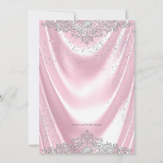 Roze Satin Pearl Girly Baby shower Kaart (Achterkant)