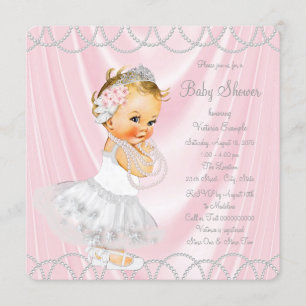 Roze Satin Pearl Little Lady Girl Baby shower Kaart