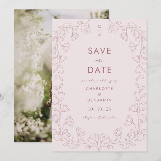 Roze Save The Date (Voorkant / Achterkant)