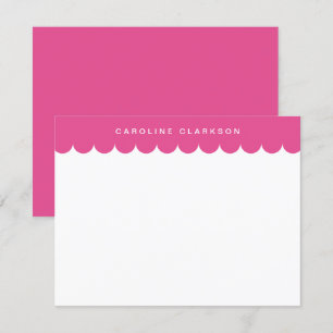Roze Scallop Border Modern Stationery notitiekaart Kaart