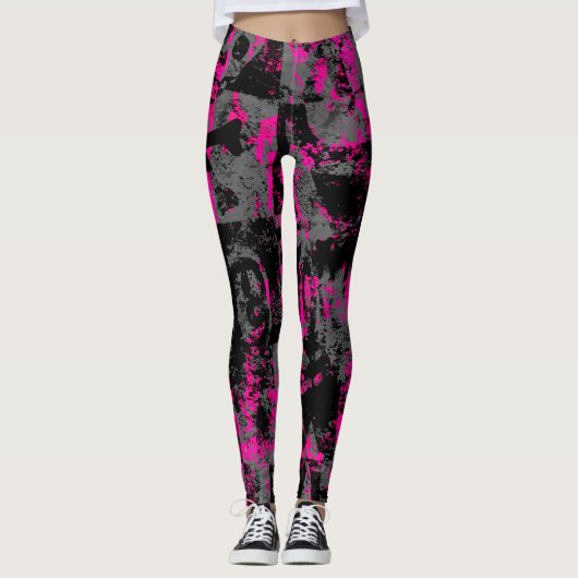 Roze Scène Kind Grunge Leggings (Voorkant)