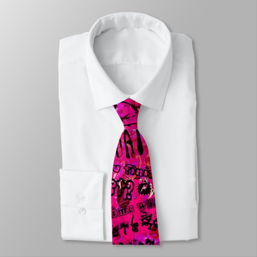 Roze Scenester schedel Graffiti Stropdas (Gebonden)