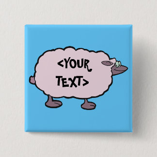 Roze Schaap, <YOUR TEXT> Vierkante Button 5,1 Cm
