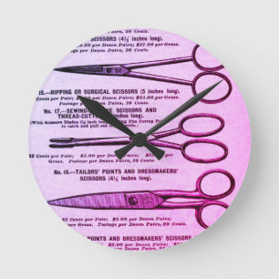 Roze  schaar omkeren ronde klok