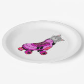 Roze Schaats Cat. Papieren Bordje (Gekanteld)