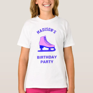 Roze schaats ijsbaan verjaardagsfeestje t-shirt