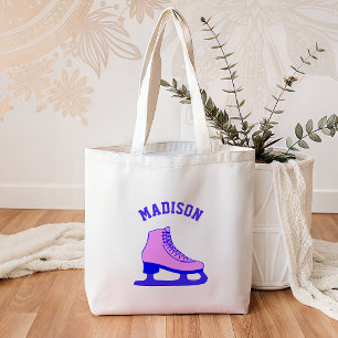 Roze schaats ijshockey kinderen tote bag