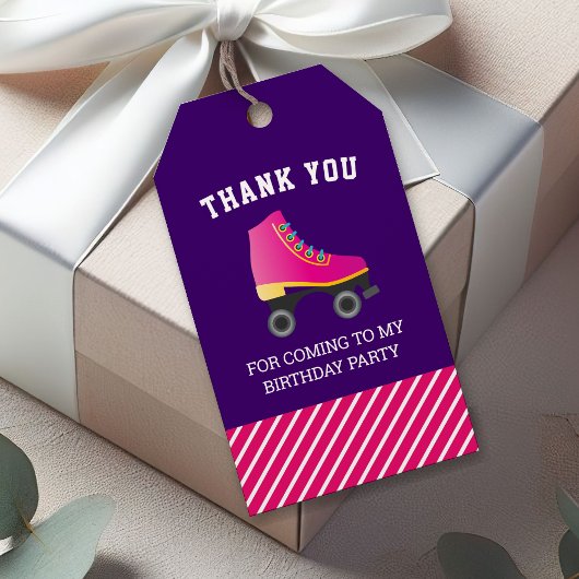 Roze Schaats Roller Skating Birthday Party Favor Cadeaulabel