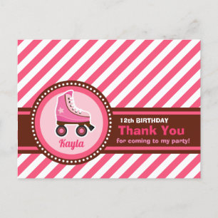 Roze Schaats van Roller Sport Girl Birthday Feestdagenkaart