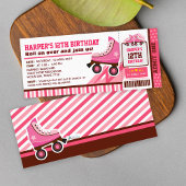 Roze Schaats van Roller Sport Ticket Pass Birthday Kaart