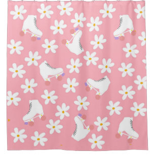 Roze Schaatsen van Roller Floral roze rolroze Skat Douchegordijn