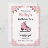 Roze schaatsen verjaardag kaart (Voorkant)