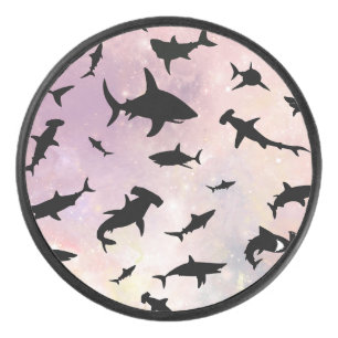 Roze schaduw vis haai op gradiënt melkwegstelsel R Hockey Puck