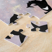 Roze schaduw vis haai op gradiënt melkwegstelsel R Legpuzzel (Zijkant)