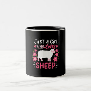 Roze schapen   Alleen een meisje dat van schaapsca Tweekleurige Koffiemok