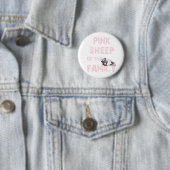 Roze schapen ronde button 5,7 cm (In situ)