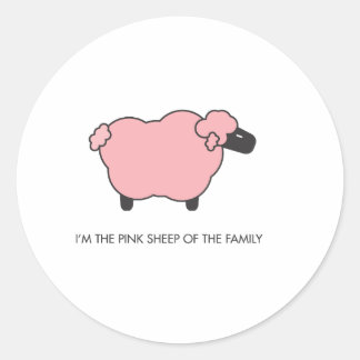 Roze schapen ronde sticker