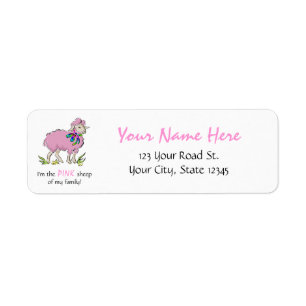 Roze schapen van de familie etiket