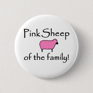 Roze schapen van de familie ronde button 5,7 cm
