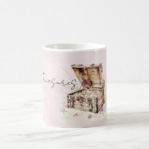 Roze schattenkist schelpen koffiemok