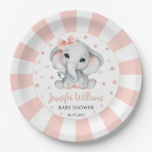 Roze schattig klein pinda olifant baby shower papieren bordje