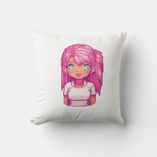 Roze schattig meisje kussen (Voorkant)