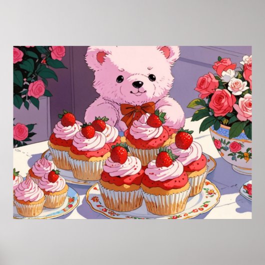Roze schattig Poster (Voorkant)