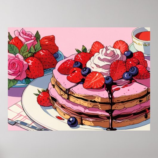 Roze schattig Poster (Voorkant)