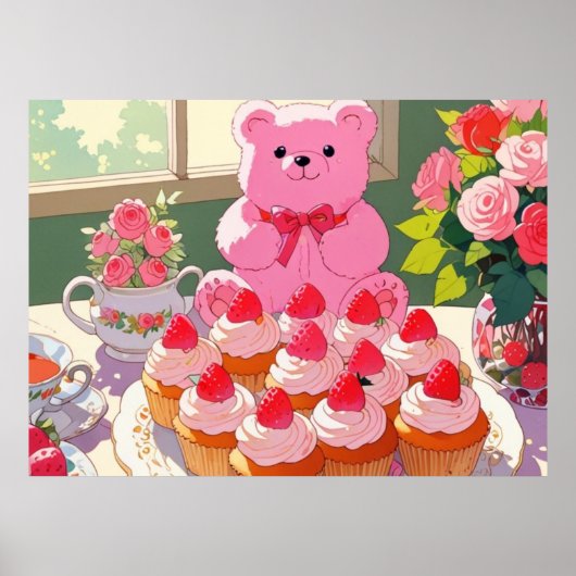 Roze schattig Poster (Voorkant)