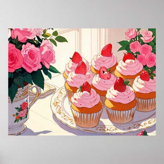 Roze schattig Poster (Voorkant)