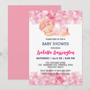Roze Schattige Baby Meisje Daisy Flowers baby show Kaart
