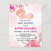 Roze Schattige Baby Meisje Roos bloemen baby showe Briefkaart (Voorkant)