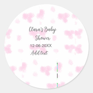 Roze schattige bloem baby shower waterverf moderne ronde sticker