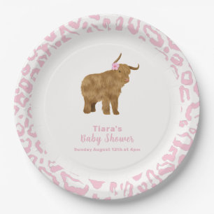 Roze Schattige Boho Holy Koe Bloemen Meisje Baby s Papieren Bordje