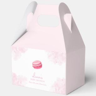 Roze Schattige Bonjour Bébé Macaron Baby shower Bedankdoosjes