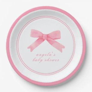 Roze Schattige Bow Girl Baby shower Papieren Bordje