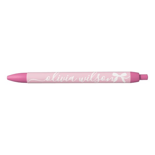 Roze Schattige Coquette Bow Monogram Zwarte Inkt Pen (Voorkant)