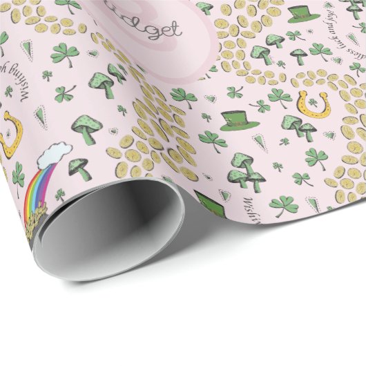 Roze, Schattige & Curvy St. Patrick's Day Tissue P Cadeaupapier (Rol Hoek)