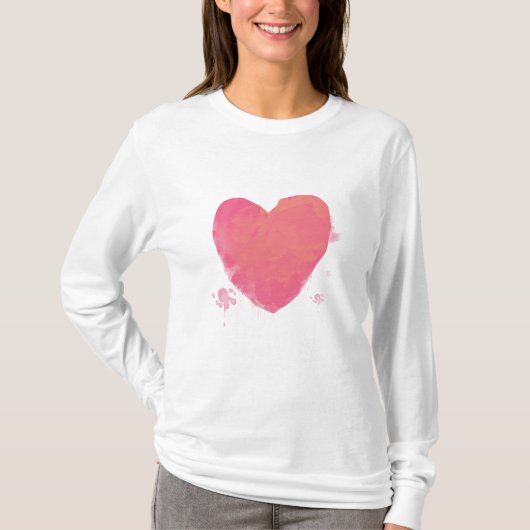 Roze Schattige Hart T-shirt (Voorkant)