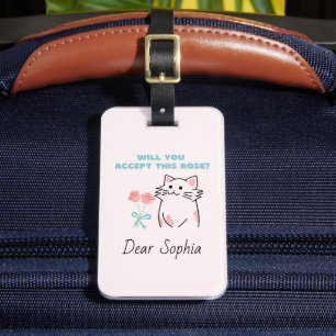 Roze Schattige Kat&Roos Bagage Label