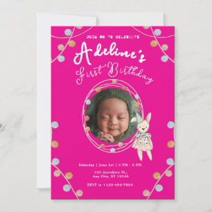 Roze schattige kinderen verjaardag kaart