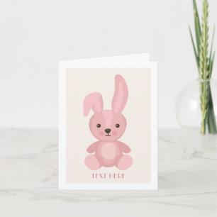 Roze schattige konijnenpop kaart