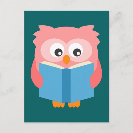 Roze schattige leesuil briefkaart (Voorkant)
