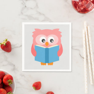Roze schattige leesuil servet