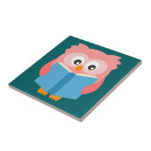 Roze schattige leesuil tegeltje (Zijkant)