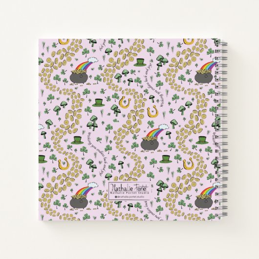 Roze Schattige n' Curvy St Patricks Day Shamrocks  Notitieboek (Achterkant)