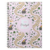 Roze Schattige n' Curvy St Patricks Day Shamrocks  Notitieboek (Voorkant)