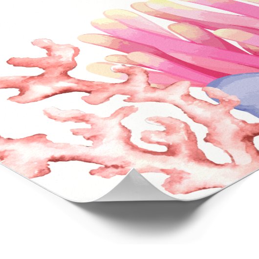 Roze Schattige Onder Zee Dolfijn Baby shower Welko Poster (Hoek)