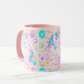 Roze Schattige Regenboog eenhoorn verjaardag meisj Mok (Voorkant links)