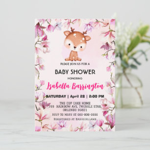 Roze Schattige rendier fawn flower baby shower kin Kaart